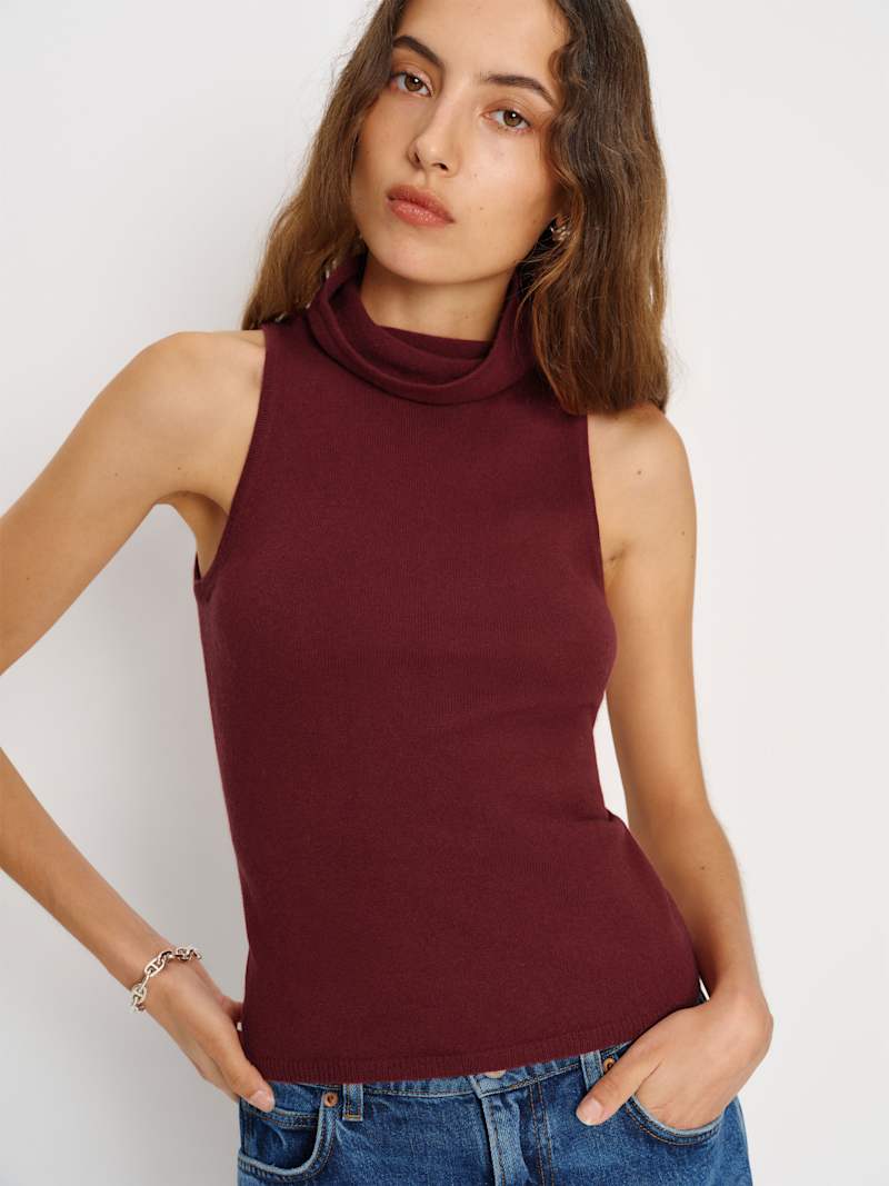 Marcy Cashmere Turtleneck Tank