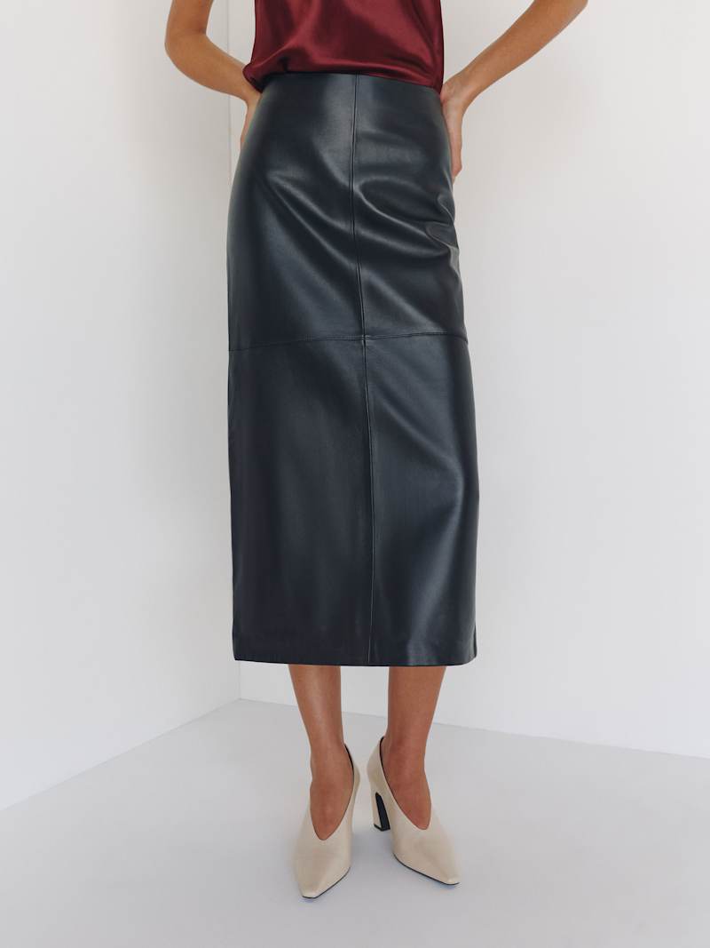 Veda Cole Low Waist Leather Maxi Skirt