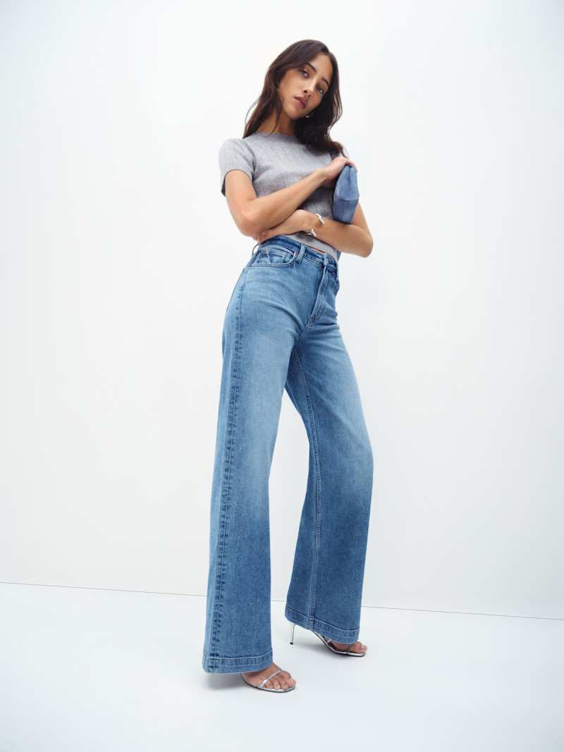 Bex Super Stretch High Rise Wide Leg Short Jeans from Reformation - $178