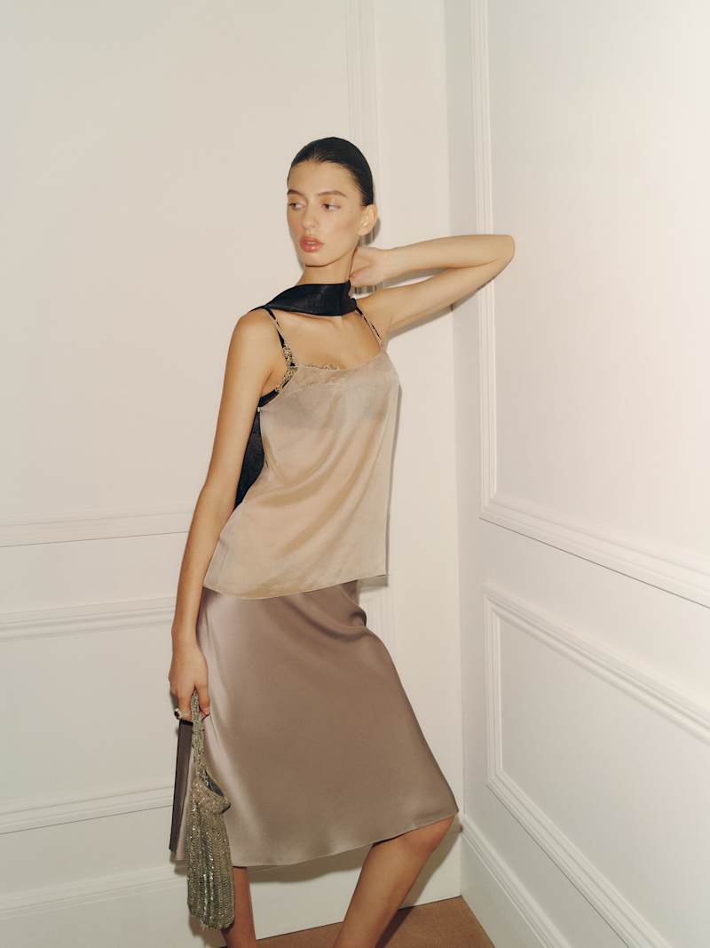 Reformation Layla Silk Knee Length Skirt