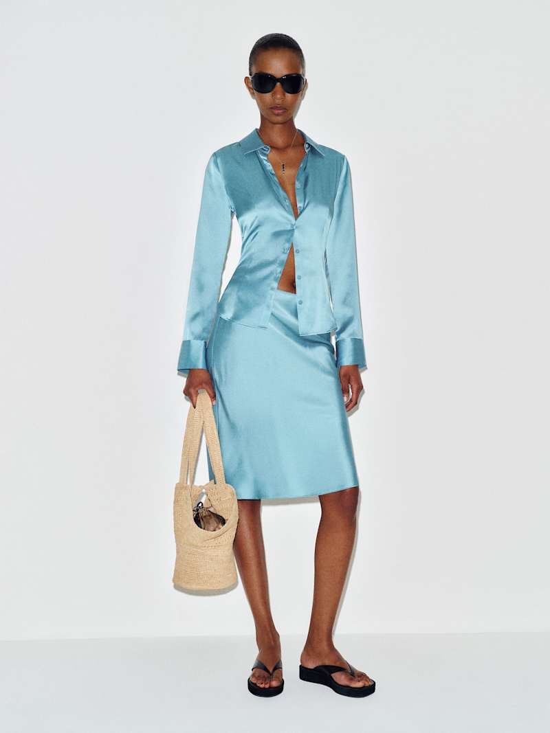 Layla Silk Knee Length Skirt from Reformation - $198