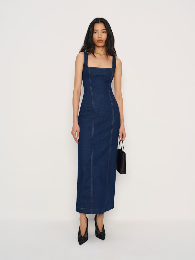 Gladys Super Stretch Denim Midi Dress from Reformation - $218