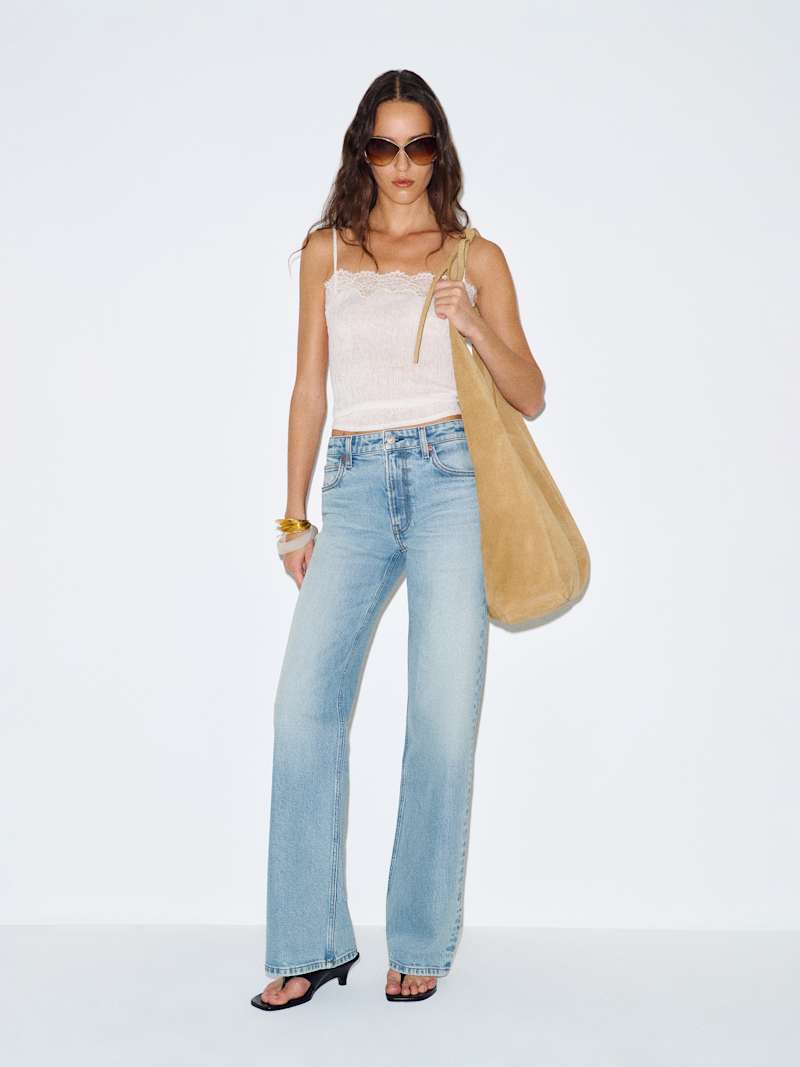 Hunter Stretch Mid Rise Wide Leg Jeans from Reformation - $178