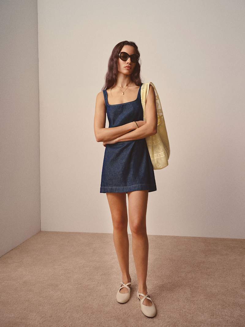 Elinda Denim Mini Dress from Reformation - $218