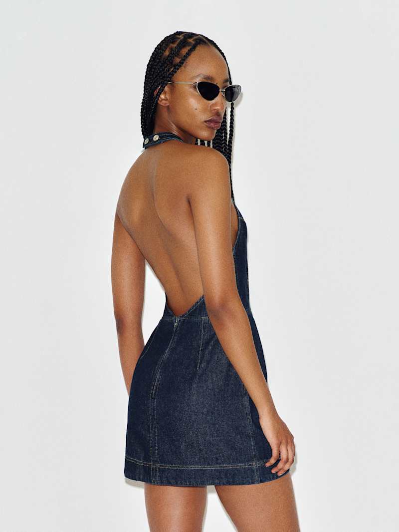 Kianna Denim Halter Mini Dress from Reformation - $218