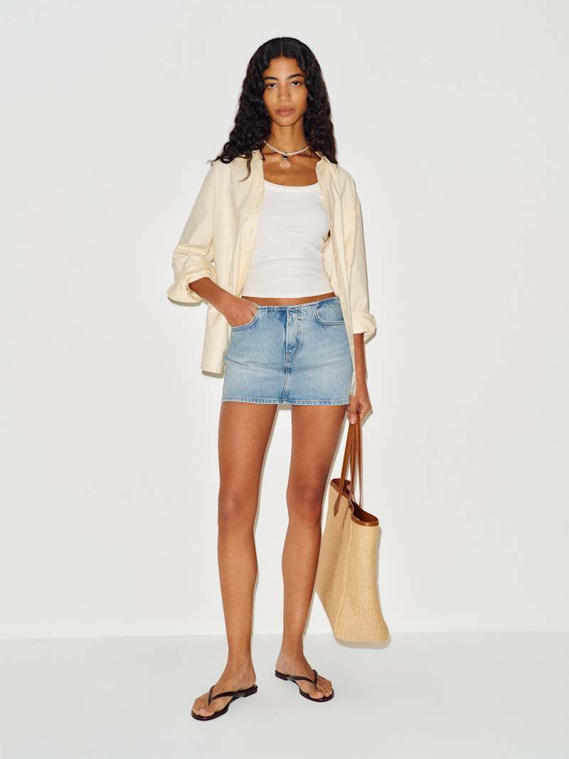 Rylee Low Rise Denim Mini Skirt from Reformation - $168