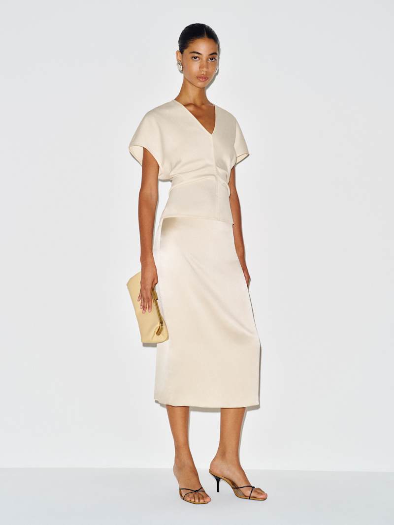 Helen Low Waist Silk Midi Skirt