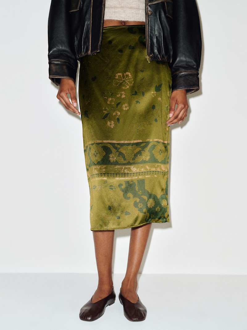 Helen Low Waist Silk Midi Skirt