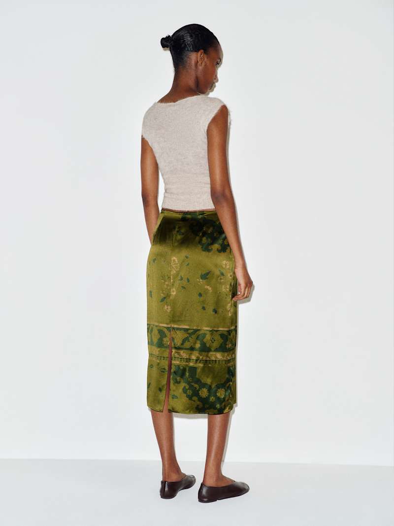 Helen Low Waist Silk Midi Skirt