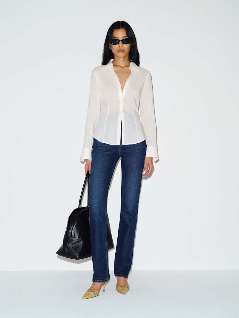 Raya Fitted Voile Shirt from Reformation - $128