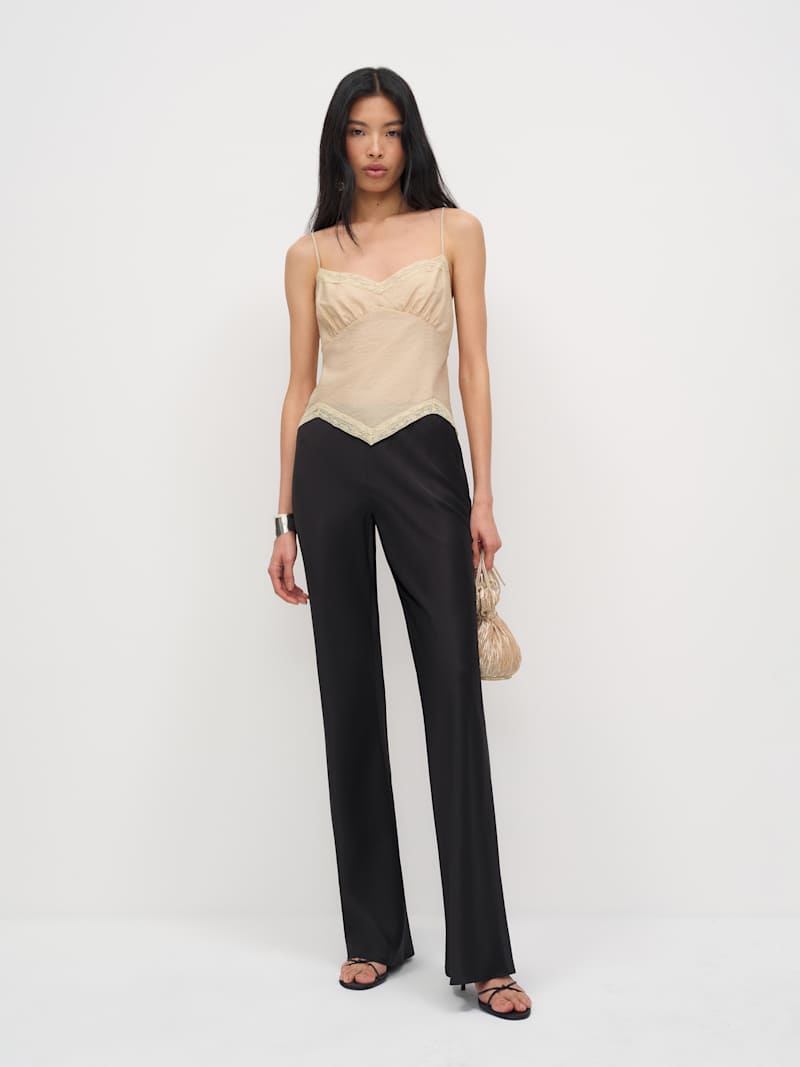 Gale Satin Mid Rise Long Pant from Reformation - $198