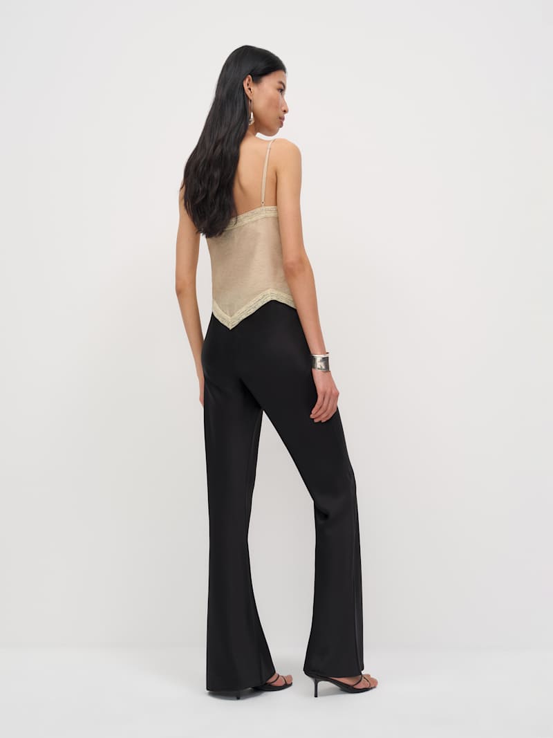 Gale Satin Mid Rise Long Pant