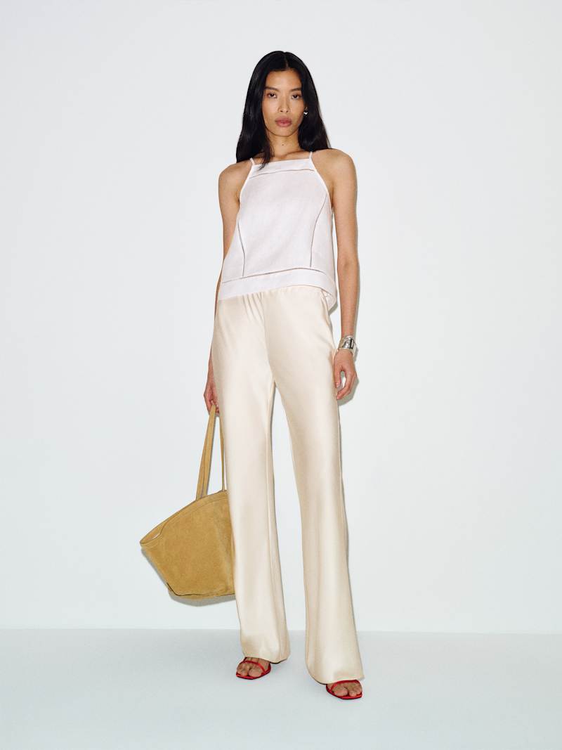 Gale Satin Mid Rise Long Pant from Reformation - $198