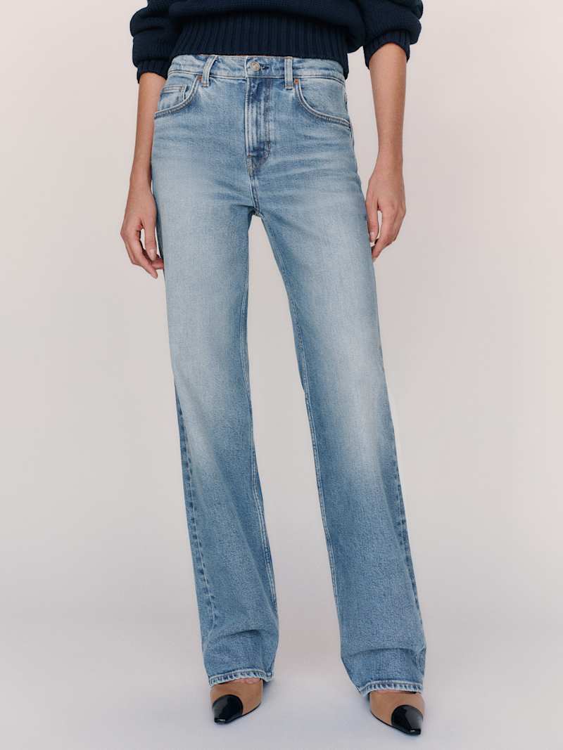 Miles Stretch Mid Rise Straight Leg Jeans
