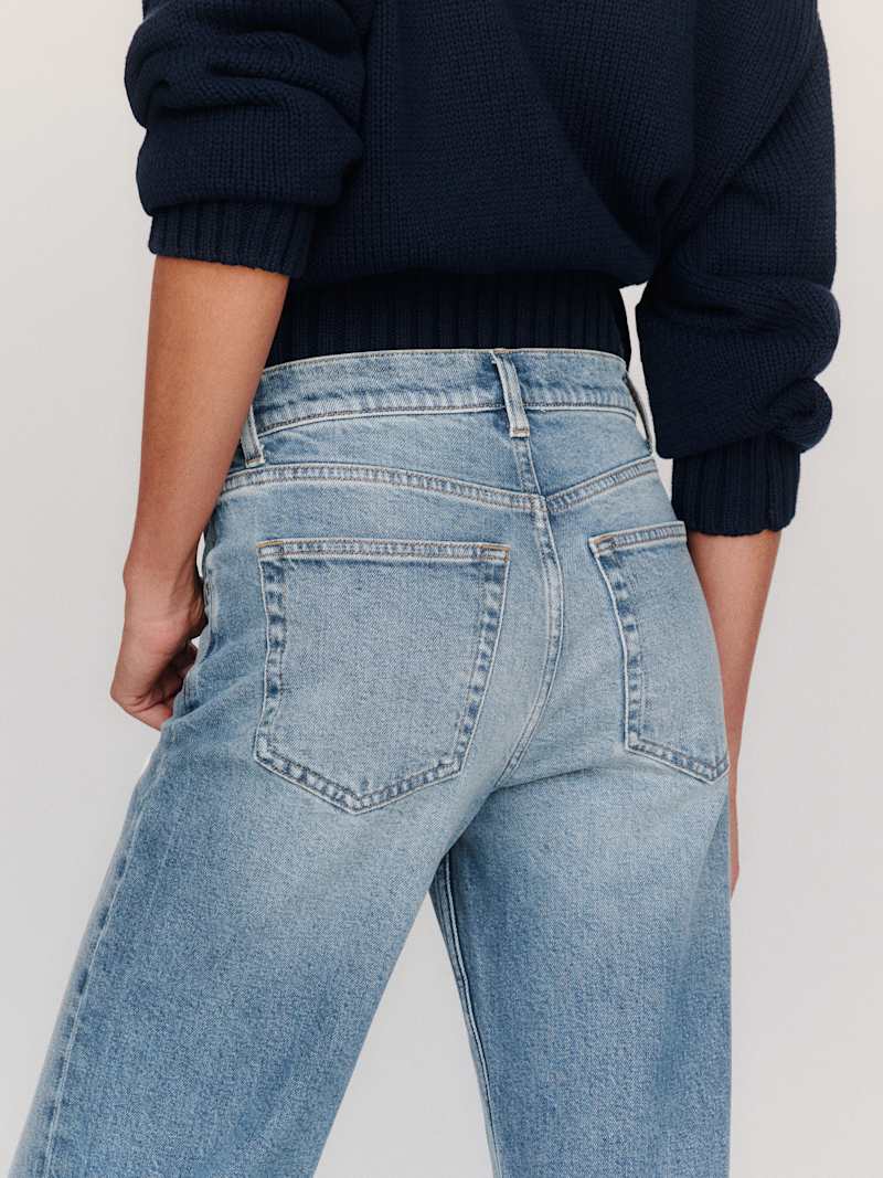 Miles Stretch Mid Rise Straight Leg Jeans