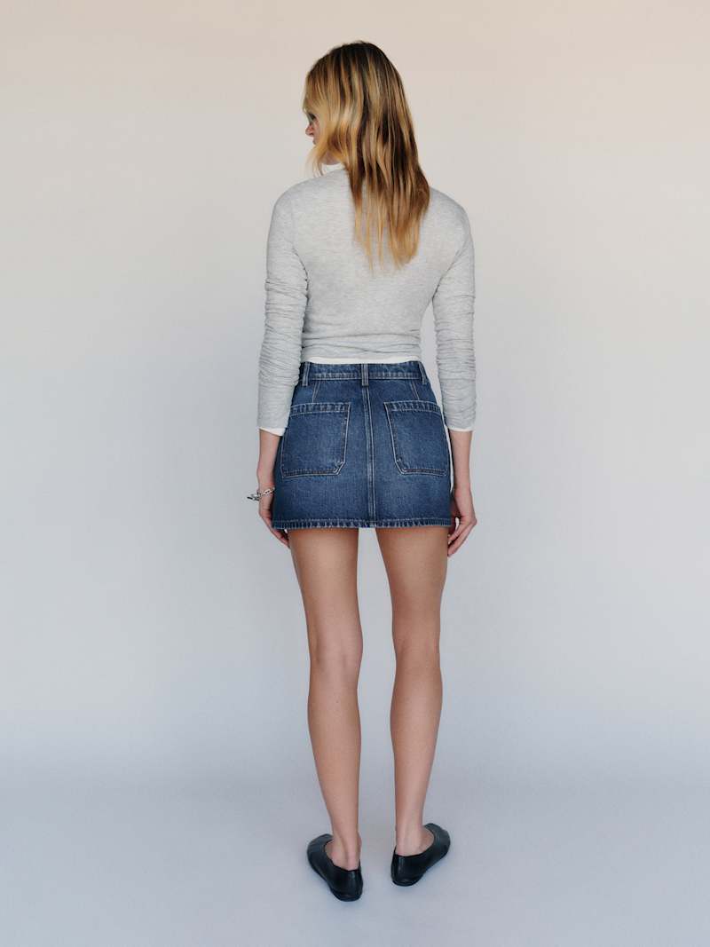 Cristina Stretch Mid Rise Denim Skirt