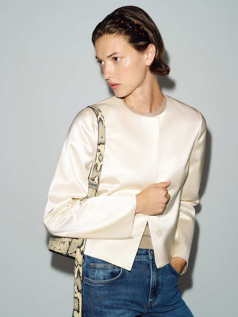 Stella Cropped Satin Jacket