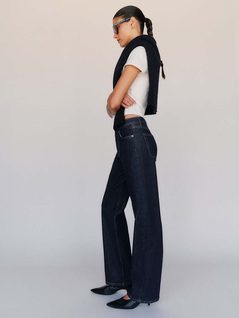 Miles Stretch Mid Rise Straight Short Leg Jeans