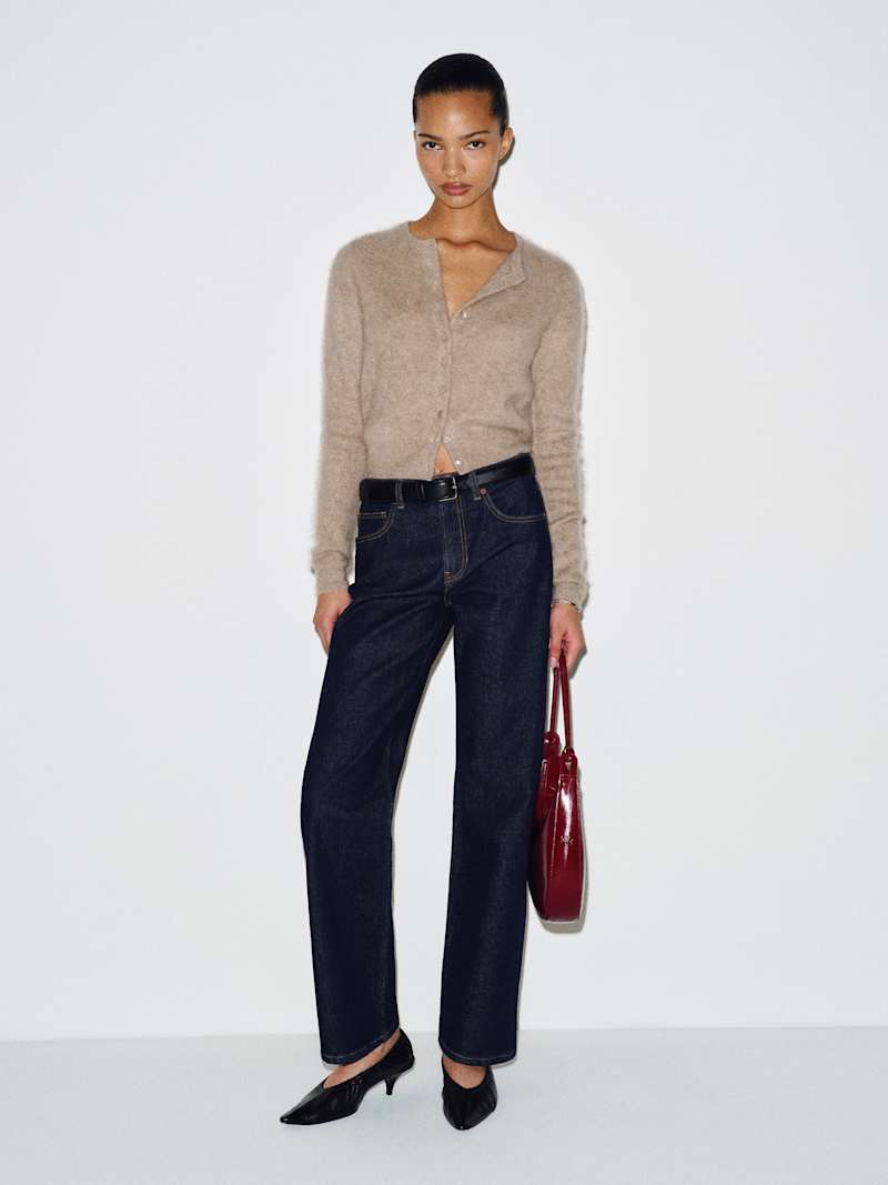 Reformation Caspia Brushed Cashmere Cropped Cardigan