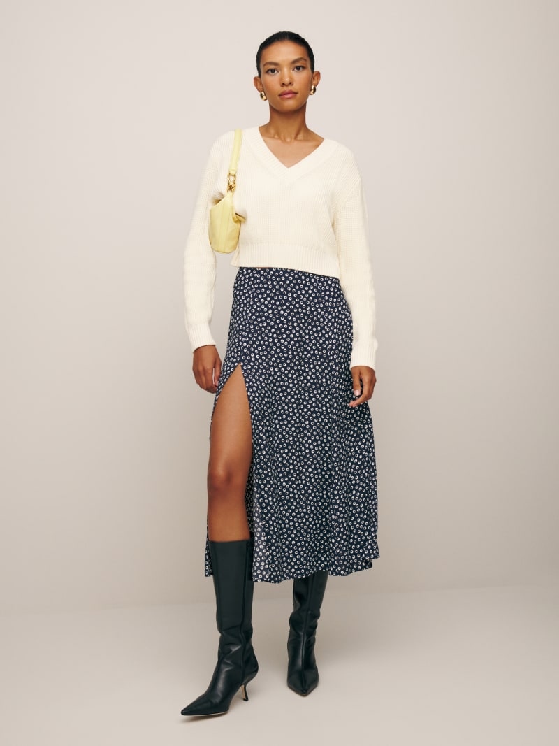 Jupe En Soie Reformation - Taille 2, Couleur Saumon - Style Midi - Occasion En Excellent état