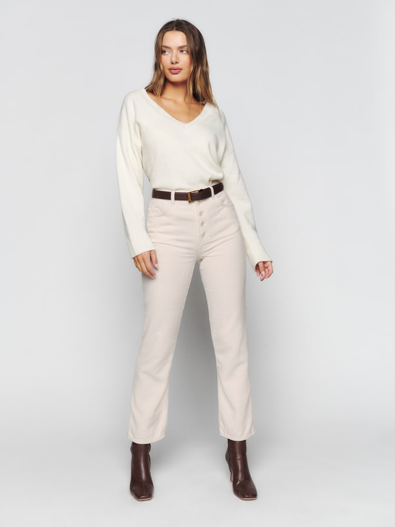 Cynthia Button Fly High Rise Straight Corduroy Pants - Sustainable ...