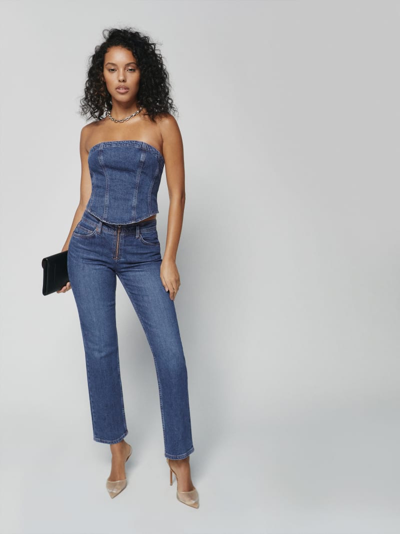 Julianna Zip Mid Rise Straight Leg Jeans - Sustainable Denim | Reformation