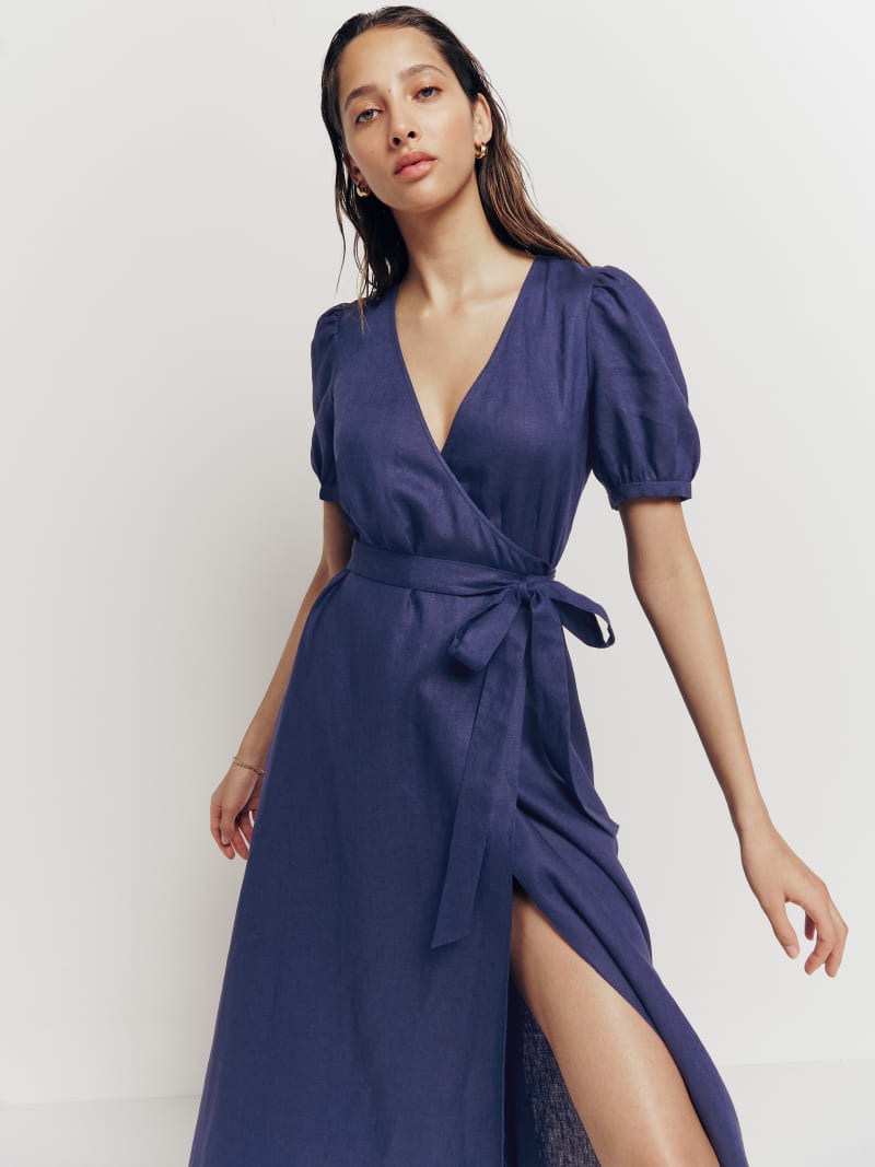 Weiss Linen Dress - Short Sleeve Midi | Reformation
