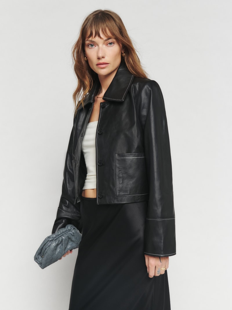 Veda Reade Leather Jacket - Long Sleeve | Reformation