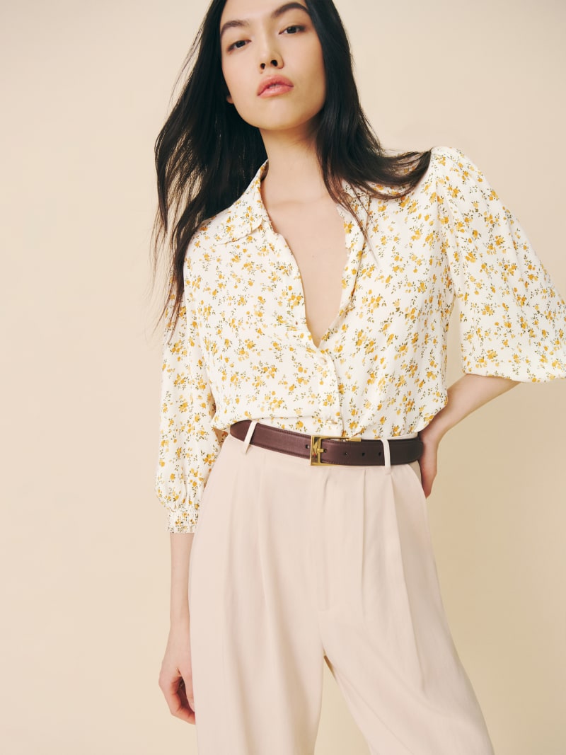 The TANZY top - grey & orange