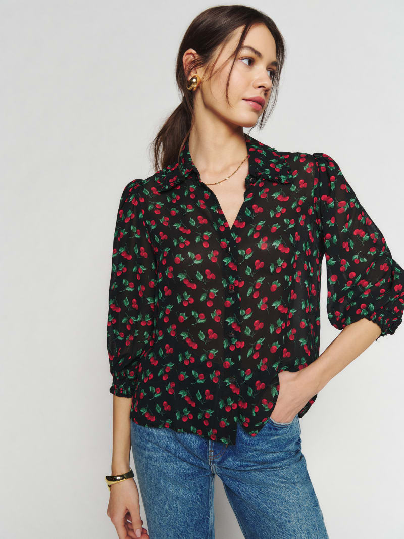 The TANZY top - grey & orange main image 1