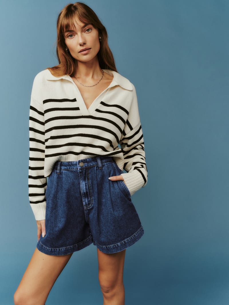 Francis High Rise Pleated Shorts - Sustainable Denim | Reformation