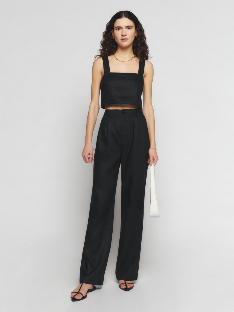 Olivia Linen Top - Midnight