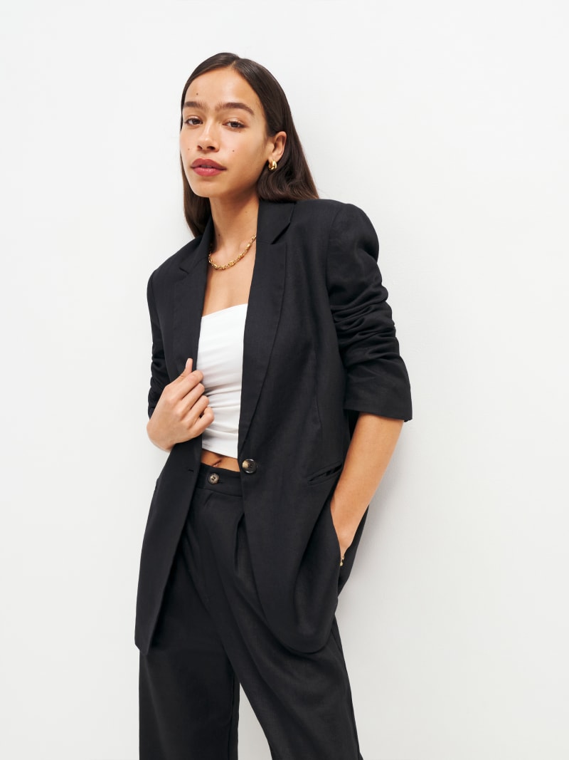 The Classic Relaxed Linen Blazer - Long Sleeve | Reformation