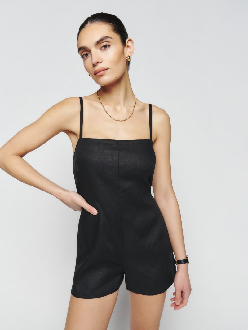 Taupe Linen Halter Romper