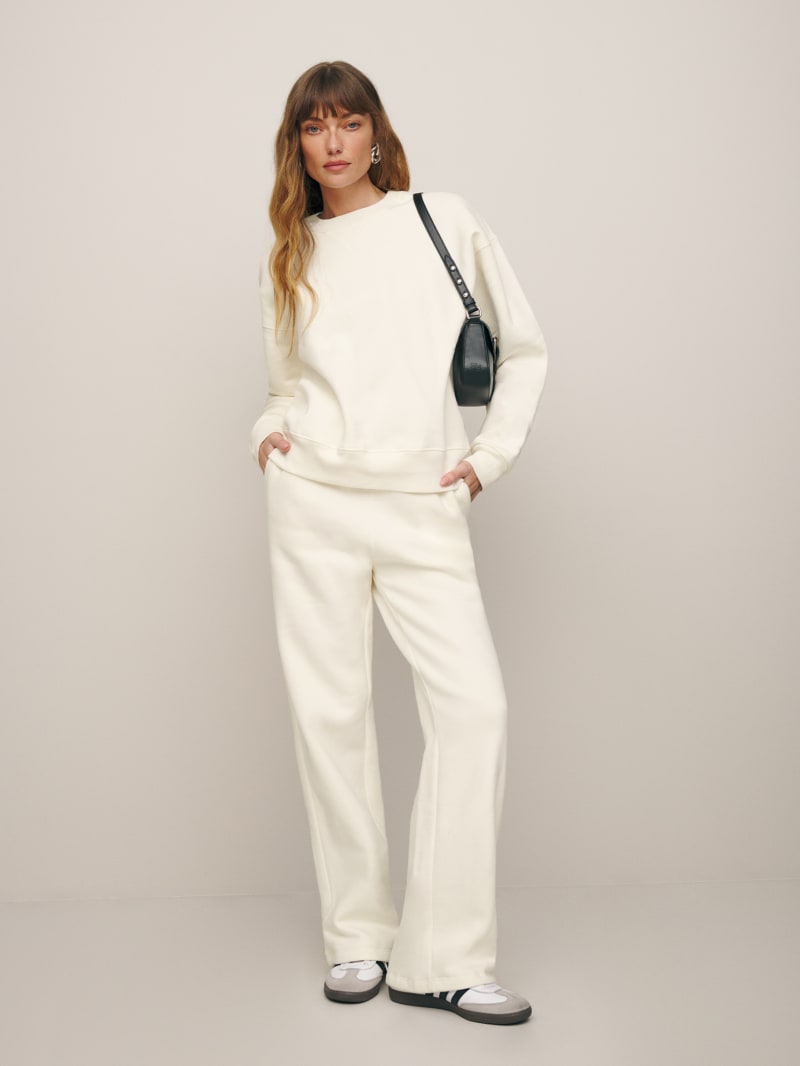 Jada Wide Leg Sweatpants - Flat White
