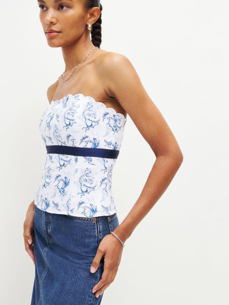 Evelyn Linen Top - Strapless | Reformation