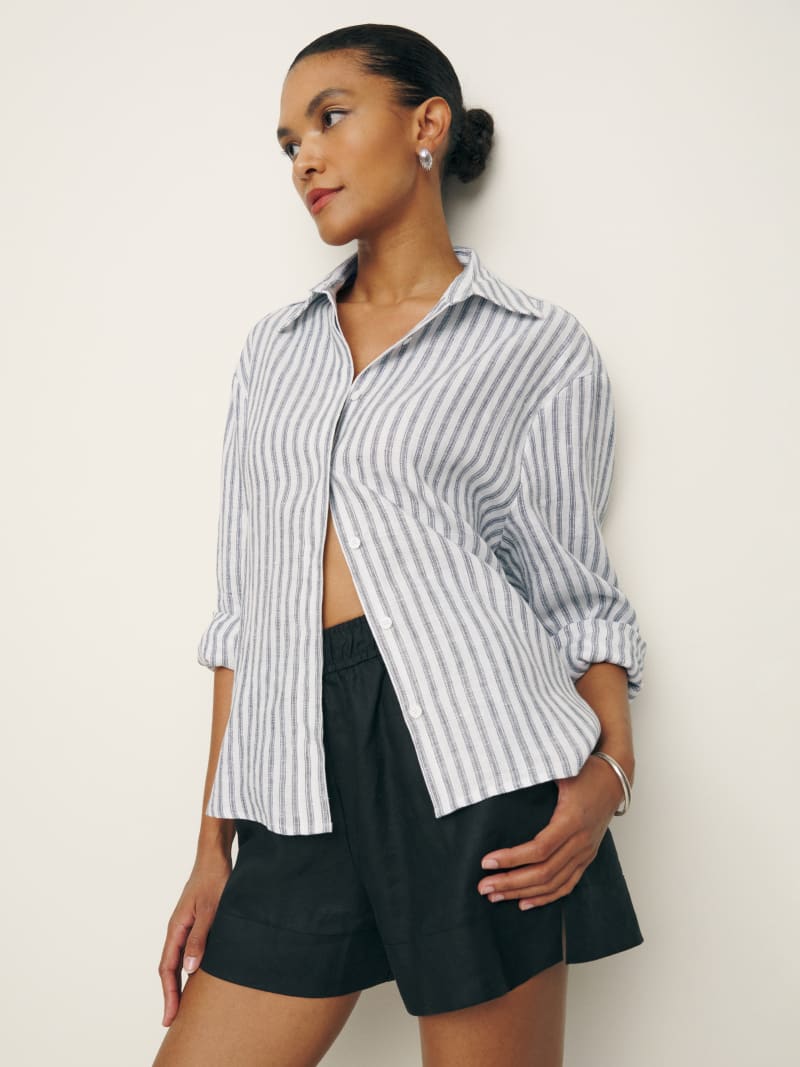 Oversized Linen Jacket in Antrcite