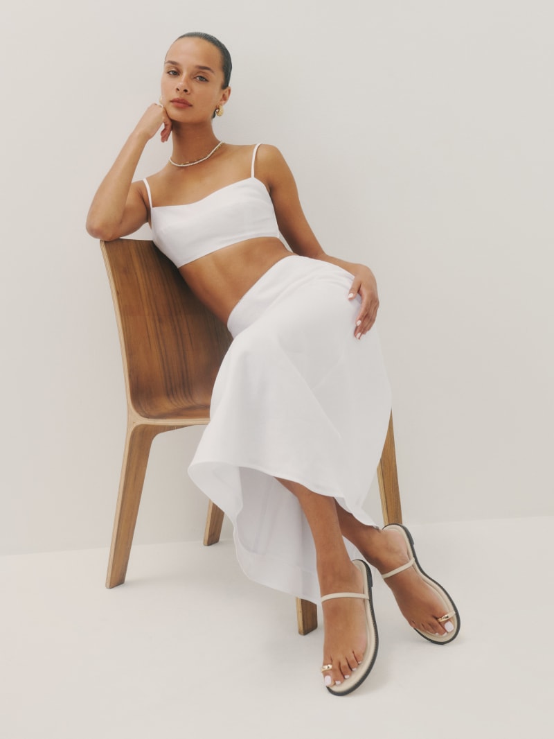 SL CASSANDRA TRIPLE SANDAL FLAT WHITE CALFSKIN