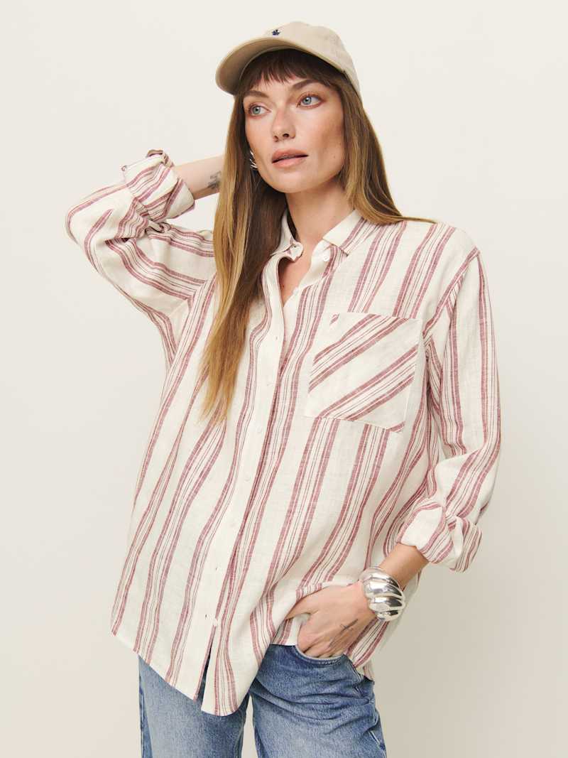 Caro L S Oversized Linen Blend Shirt Oxford Tan main image 1