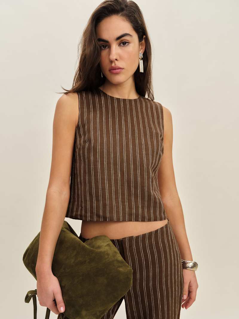 Anna Linen Top - Caramel main image 1
