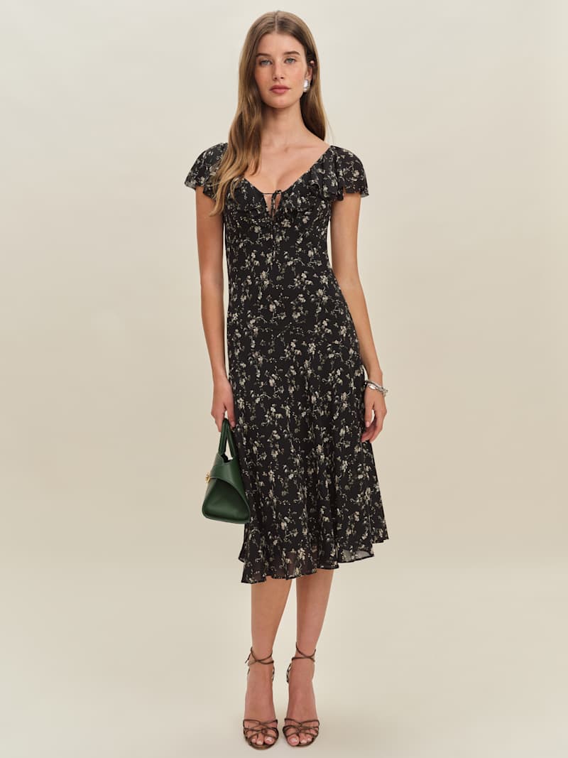 Gaëlle black embellished long-sleeved dress main image 1