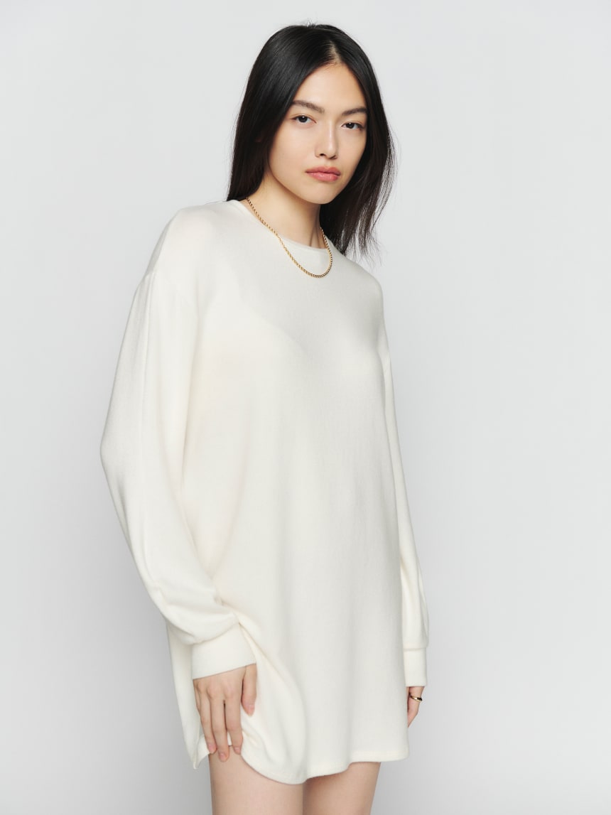 Reformation short cream knit dress