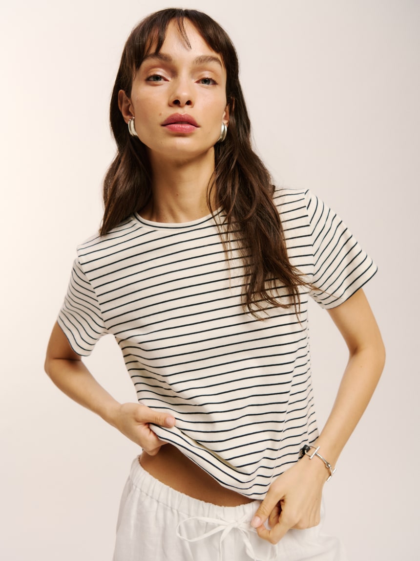 Reformation breton strip crew t shirt. 