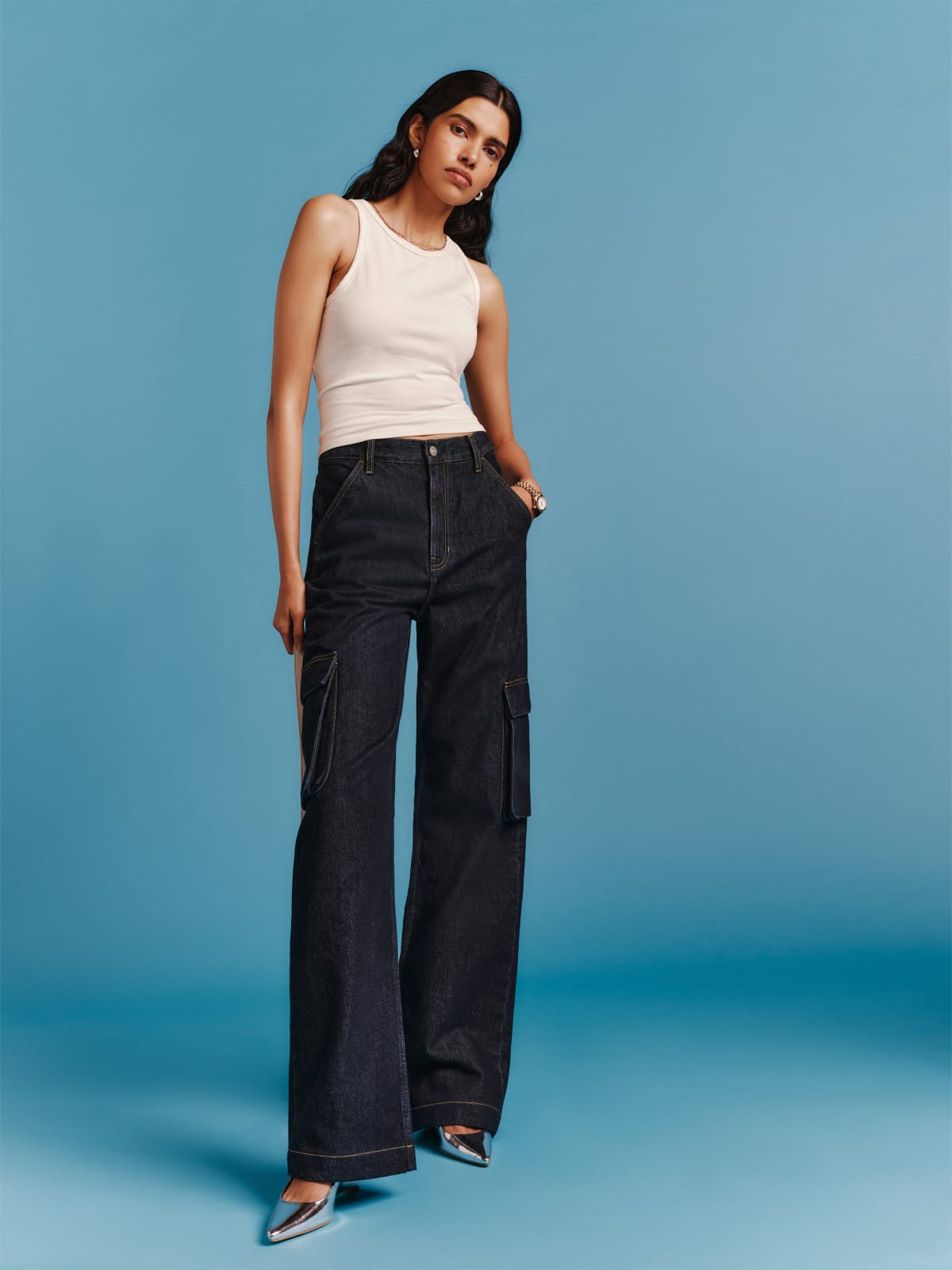 Wilder Cargo High Rise Wide Leg Jeans Reformation