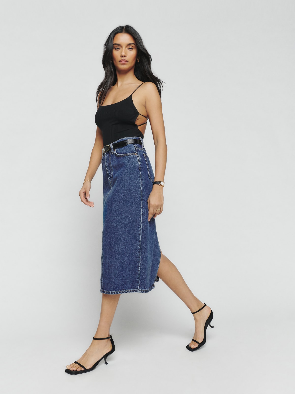 How to create 4 looks with an on-trend denim maxi skirt - Good Morning ...