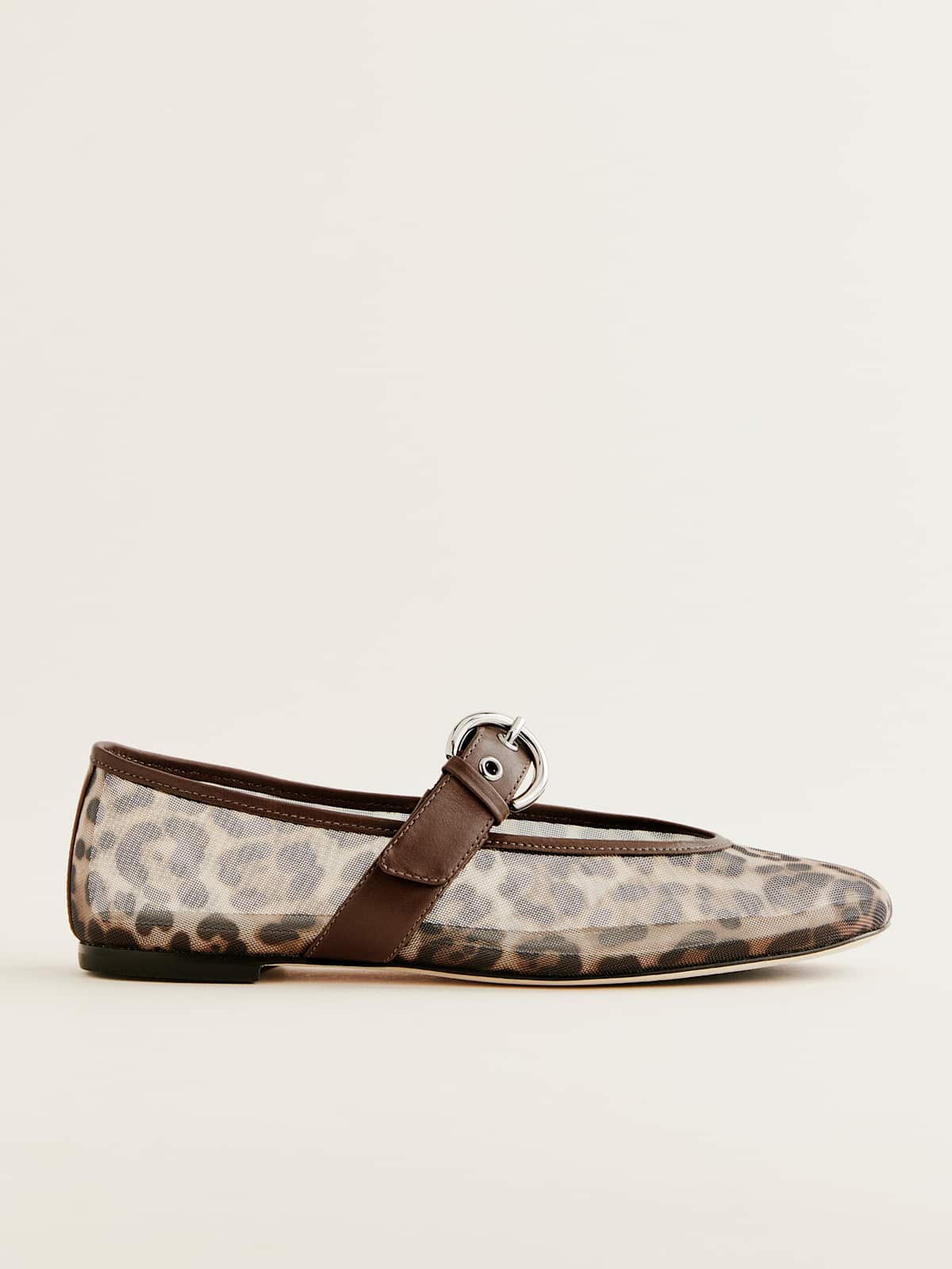 Leopard print mesh ballet flat form Reformation. 