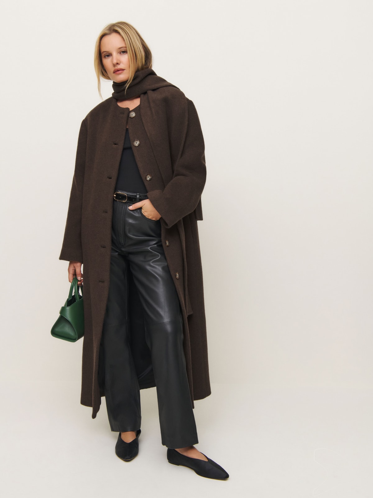 Reformation Asher brown scarf coat