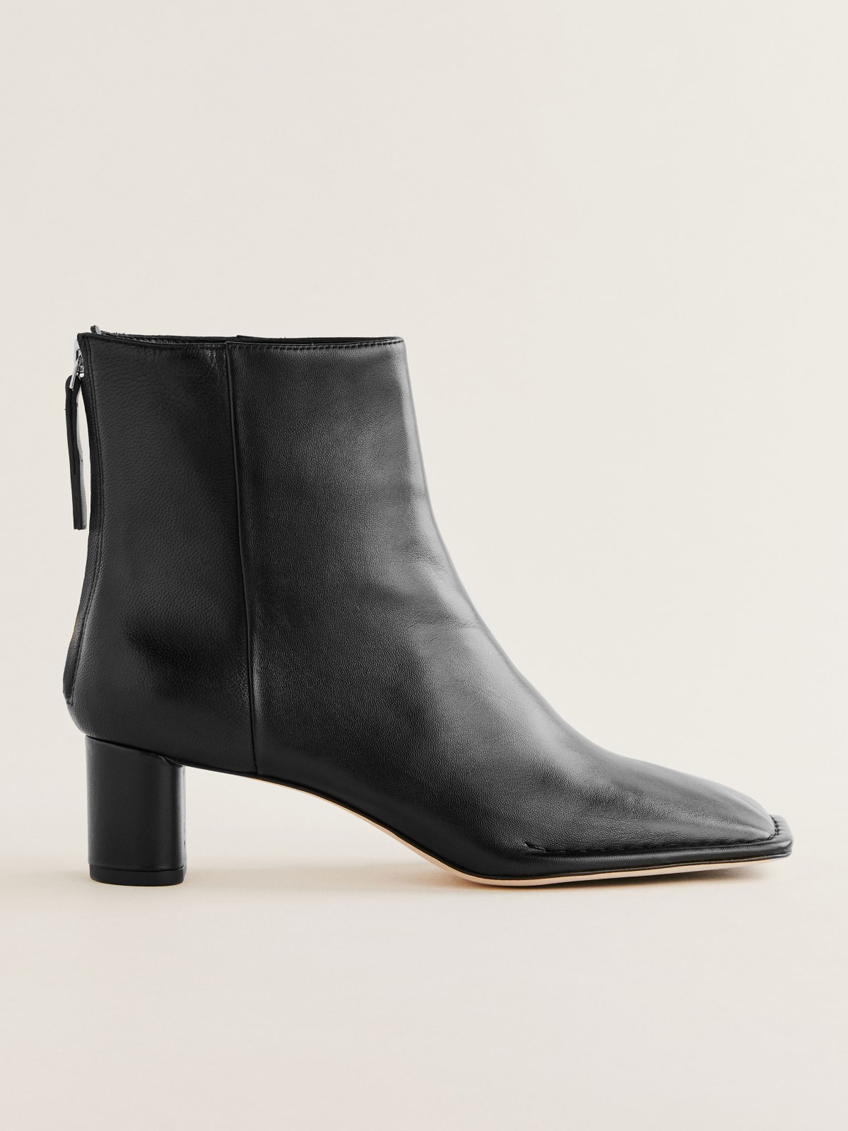 Reformation black leather square toe Debora Ankle Boot
