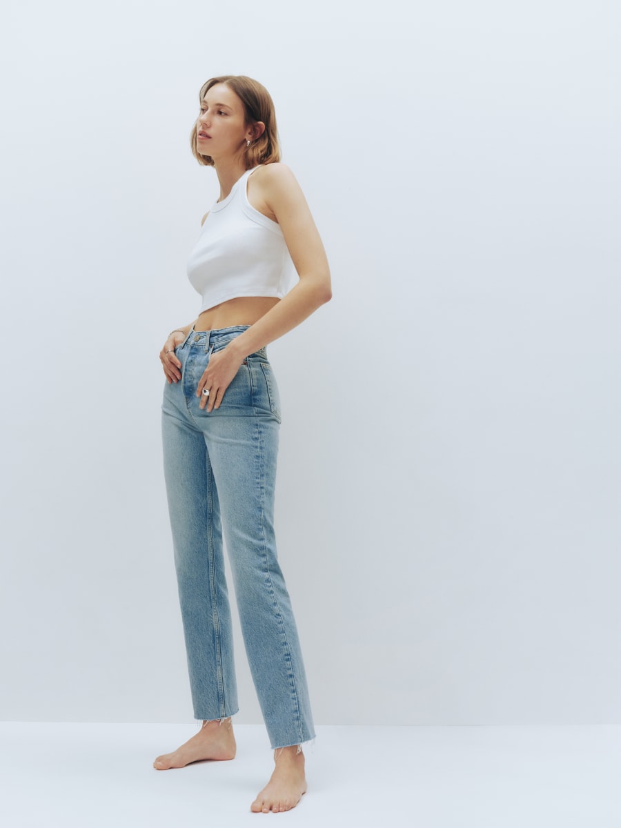 Cynthia High Rise Straight Long Jeans - Sustainable Denim