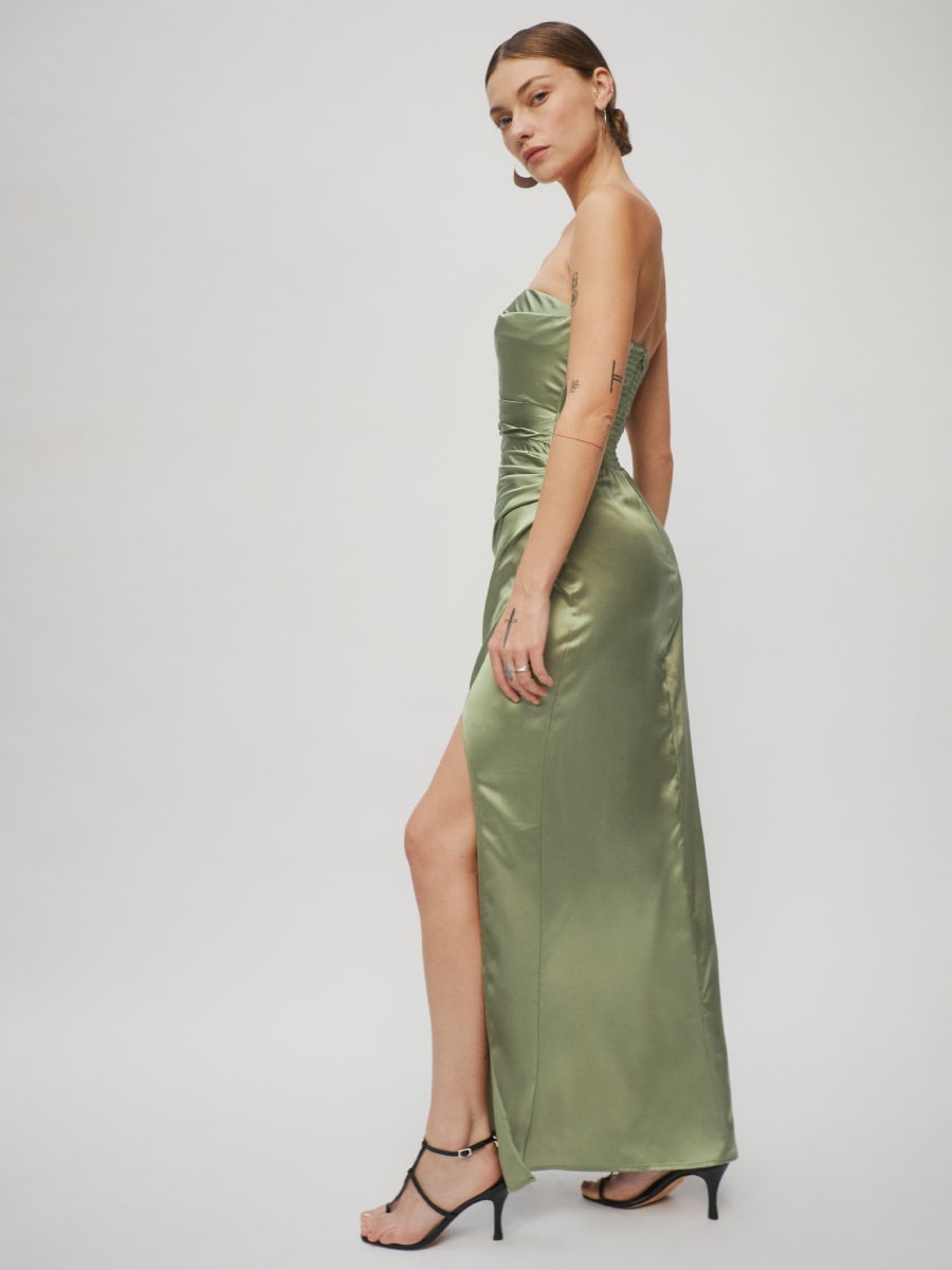 Reformation blue on sale silk dress